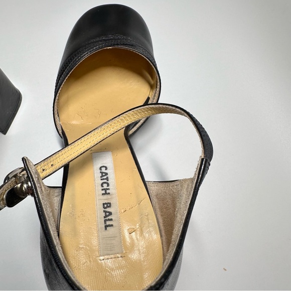 Black Leather Platform Mary Jane Pumps Chunky Block 3.5” Heel 24.5 cm /US 7- 7.5 - Picture 8 of 12